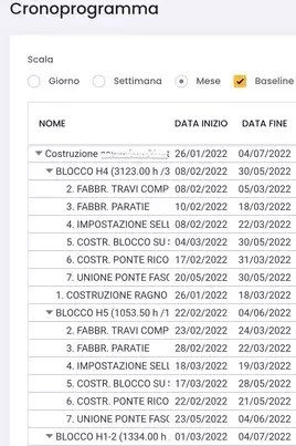 rappresentazione semplice di un programma delle attività